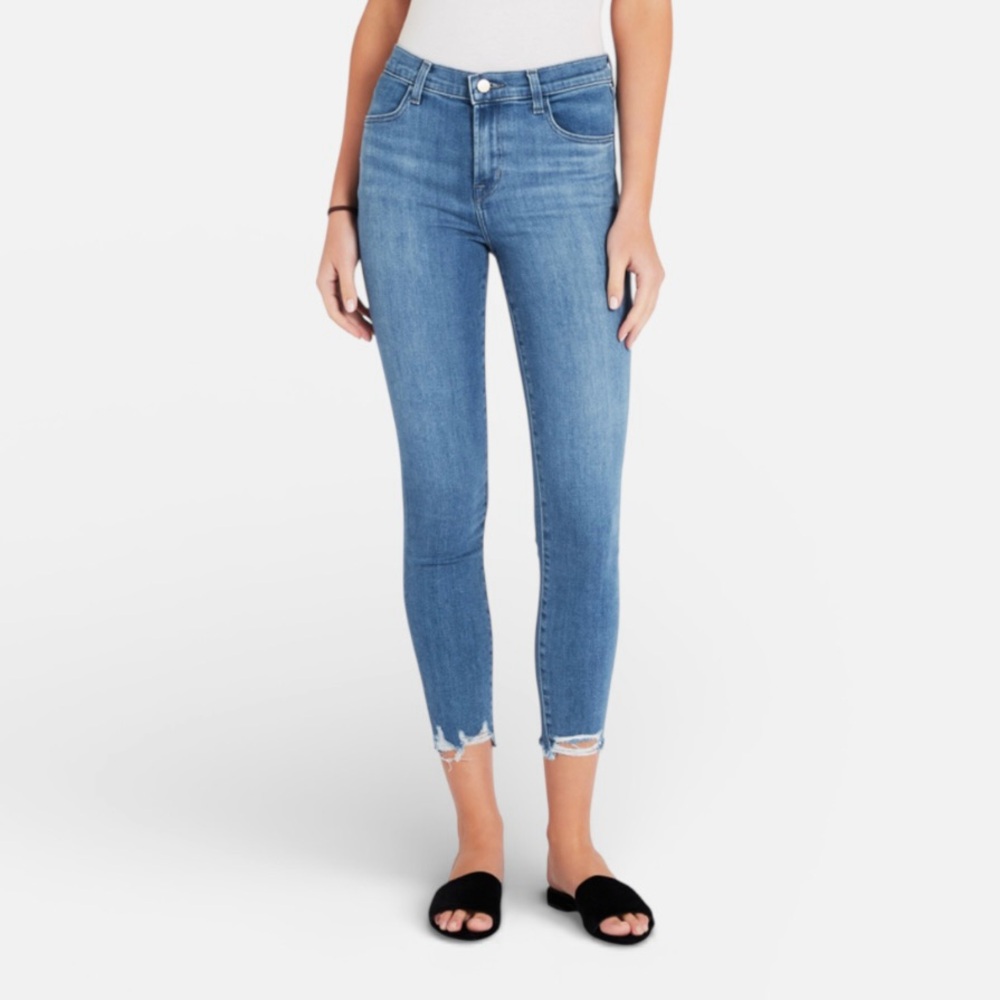 J Brand Alana Teardrop High Rise Crop Skinny Jeans Light Wash Raw Hem Size 25